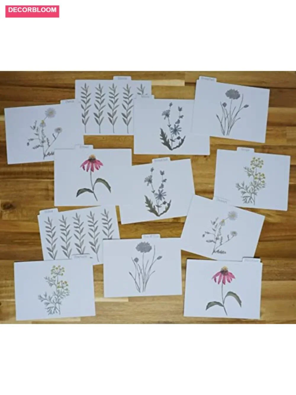 Recipe Box Tin with 100 4x6 Cards & 12 Dividers Wildflower Print